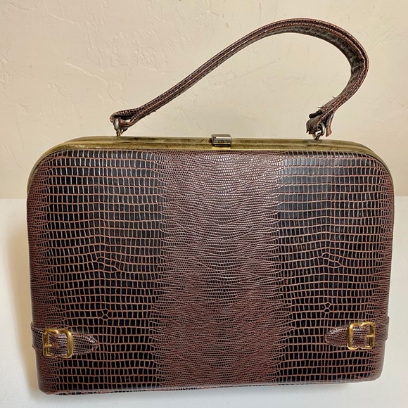 Vintage Faux Alligator Handbag - Picture 2 of 7